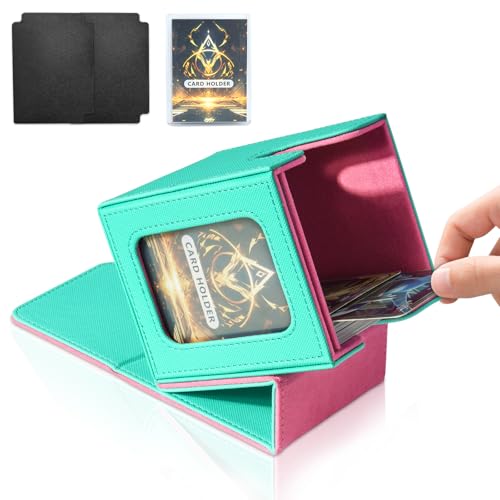 Card Deck Box for MTG Commander, Deck Case Holds 100 Double-Sleeved Cards - color: Green & Pink, size: 1 Box