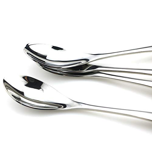 JASHII 18/10 Stainless Steel 4 Piece Mirror Polished Silver Dessert Spoon Salad Spoon Silverware Server Utensil Set 19CM - color: Dessert Spoon