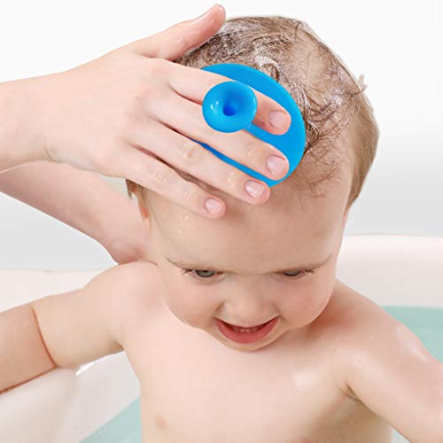 Baby Bath Brush, Baby Cradle Cap Brush, Silicone Massage Brush, Silicone Scrubbers Exfoliator Brush, Baby Skin Scrubbers for Dry Skin and Cradle Cap (Large-Blue & Green) - color: Large - Blue&green
