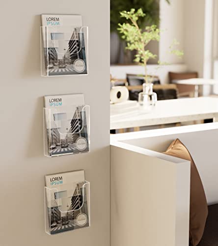 MaxGear Acrylic Brochure Holder Wall Mount, 6 Inch Wide, 3 Pack - size: 6"x9"