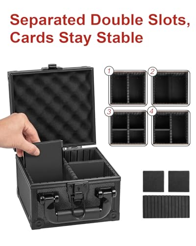 LOCKCURX Graded Card Storage Box, Aluminum PSA Slab Case Holds 56+ Slabs