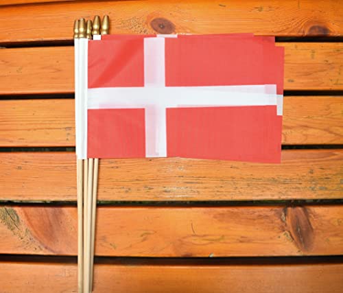25Pack Small Denmark Flag Handheld Mini Danish Flag on Stick 5x8 Inch - color: Denmark