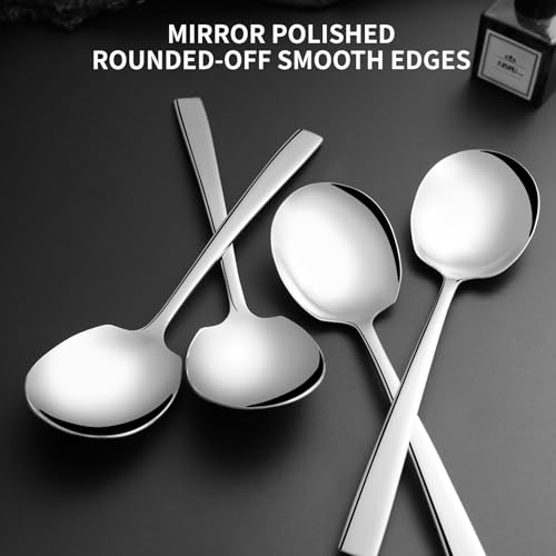 8 Piece Stainless Steel Serving Spoons Set - 8 Large Spoons, 9.2-Inch, Dishwasher Safe, for Parties/Kitchen/Buffet/Catering - color: Silver, size: LARGE 8 PCS C