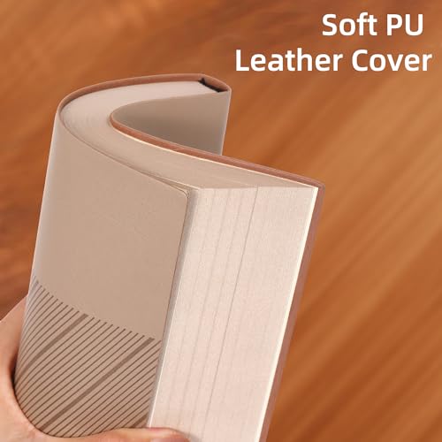 BOBO RABBIT Softcover Lined Notebook 348 Pages Vegan Leather Thick Journal - color: Khaki