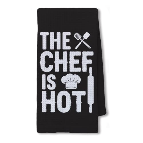 Funny Chef Kitchen Hand Towels 16x24 Inch, Cooking Gifts for Women Men, the Chef is Hot Decorative Hand Towels for Kitchen Dining Room, Housewarming Gifts - color: Is Hot
