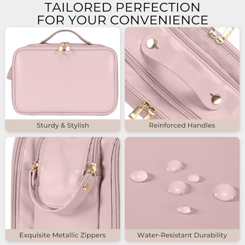 HauteHues Travel Makeup Bag Women's Large Capacity Cosmetic Organize Pink - color: Pink