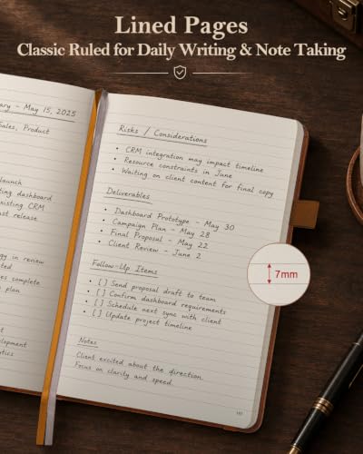 Lined Hardcover Leather Journal Notebook: A4 Journal for Women Men, Brown - color: Brown, size: 8.5"x11"