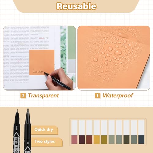 Jutom 39 Pcs Aesthetic Book Annotation Kit,Khaki,Cute Style - color: Khaki, style: Cute Style