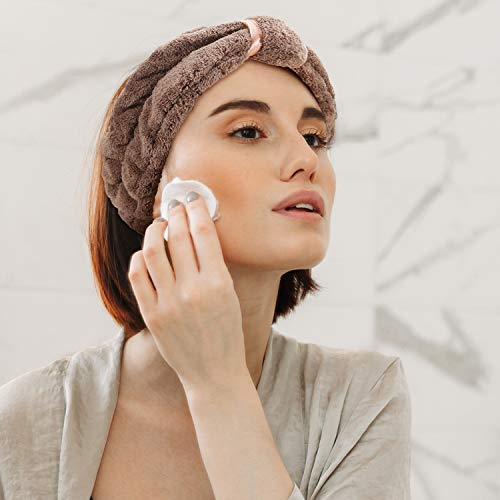 WILLBOND Spa Headband for Washing Face,Coffee, Khaki, Pink and White - color: Coffee, Khaki, Pink and White