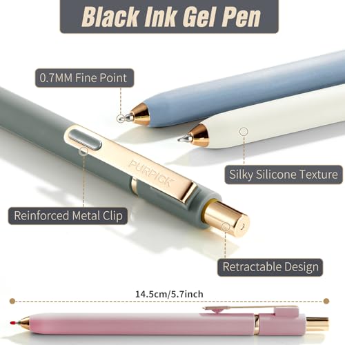 Aesthetic Gel Pens,6 Pcs 0.7mm Retractable Quick Dry Black Ink Pens - color: Morandi - 6 pcs