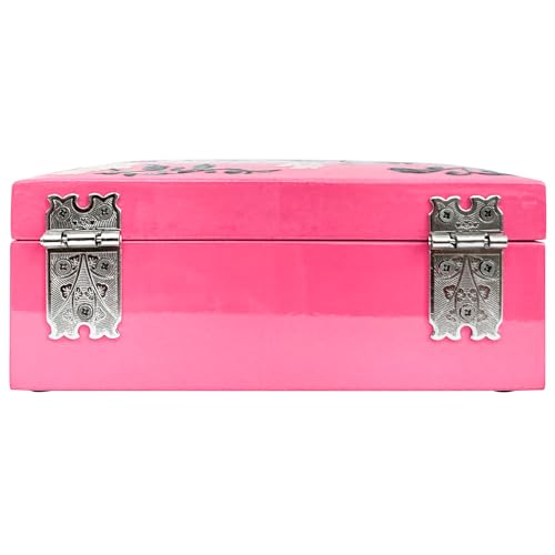 Mother of Pearl Jewelry Ring Necklace Mini Trinket Wooden Box - Inlay with Sea Shell Gifts for Women (Pink) - color: Pink