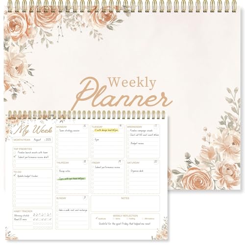 Undated Weekly Planner Notepad, 8.5" x11", 52 Weeks, Blush Pink - color: Blush Pink