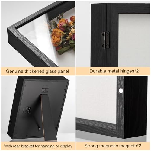 11x11 Black Deep Shadow Box Picture Frame with HD Clear Glass - color: Black, size: 11x11