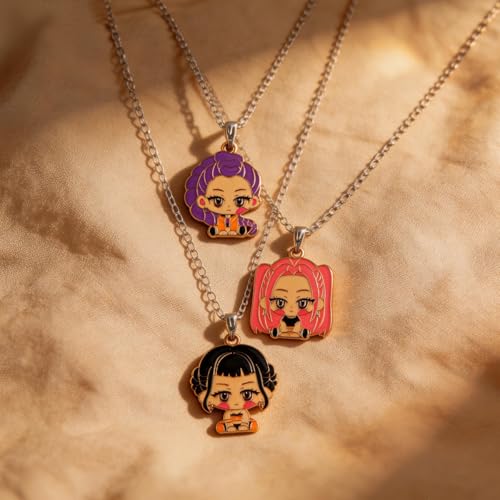 Korean Idol Jewelry Set for Women – Demon Hunters Charm Bracelet and Necklace Set (6PCS, 3 Bracelets + 3 Necklaces), Korean Pop Inspired Fashion Jewelry, Layered Bracelet Set for Daily Wear Party Accessories