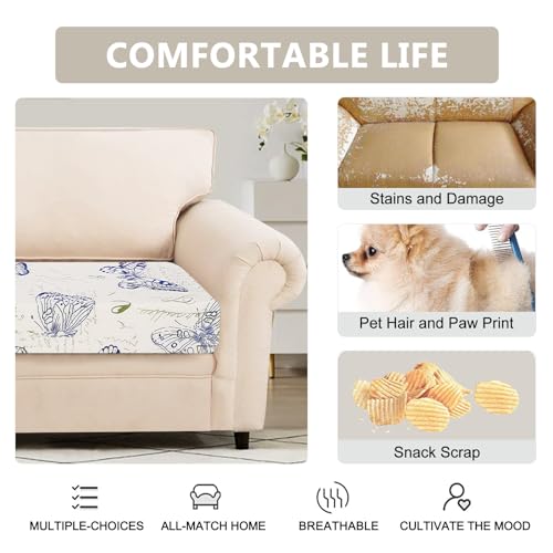 SearchI Stretch Printed Sofa Couch Cushion Covers Replacement Chair Cushion Slipcovers Sofa Seat Cover Furniture Protector Sofa Slipcover Soft with Elastic Bottom(Medium, Butterfly Pattern) - color: Butterfly Pattern, size: Medium