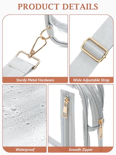 Clear Bag for Stadium Events, Clear Crossbody Sling Purse, 2 Straps - color: 1# light grey, style: Style 1