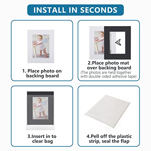 Somime 10 Pack Acid-Free 8x10 Black Mat Set for 5x7 Pictures with Bevel Cut - size: 8"x10" 10pack black complete set