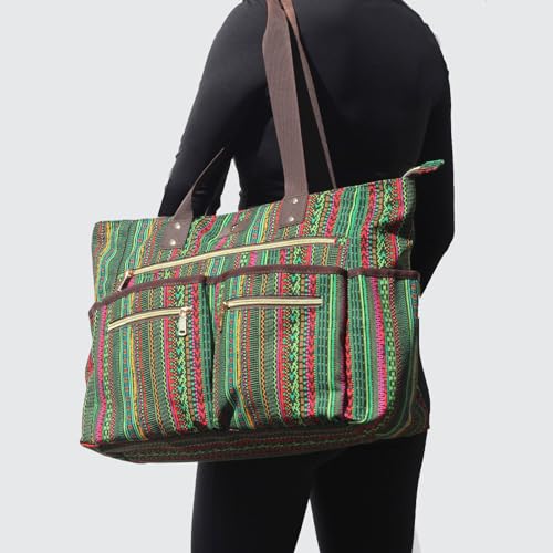 Weekender Bag Carry On Bag Overnight Tote Travel Duffle with 13 Pockets for Travel,Work，Gym,Beach,Teacher,Nurse - color: Green