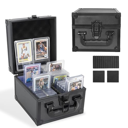 LOCKCURX Graded Card Storage Box, Aluminum PSA Slab Case Holds 56+ Slabs