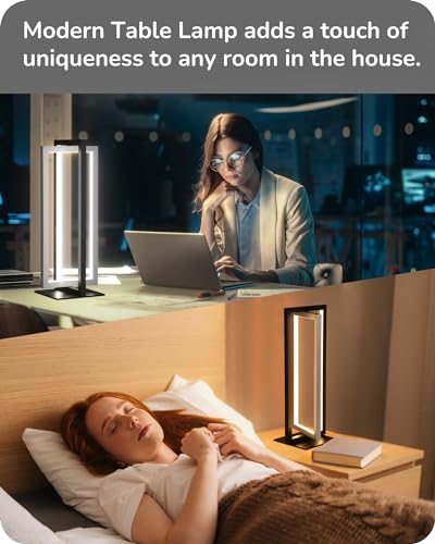 EDISHINE Modern LED Table Lamps, 750LM Dimmable Nightstand Lamp, Silver - color: Silver