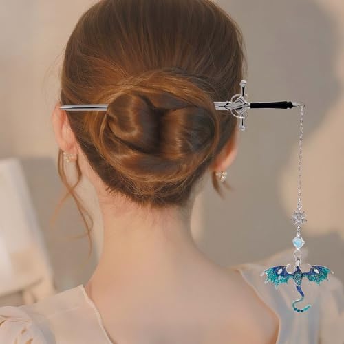 Fourth Wing Dragon Sword Cute Bookmark Book Mark for Reading Women Gifts - color: Silver Blue