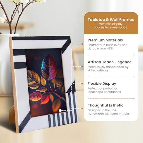 Handicrafts Home Handmade Resin Inlay Modern Black White Picture Frame, 5x7 - color: SILHOUETTE-SHAPE., size: 5X7