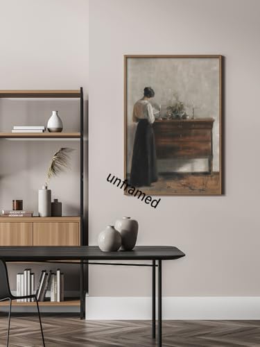 uoyien Vintage Danish Canvas Wall Art Famous Artwork Woman Reading Portrait Oil Painting Dark Academia Aesthetic Print 19th Century Antique Poster Retro Gallery Bedroom Decor 12x16in Unframed - color: Grey, size: 12x16in Unframed