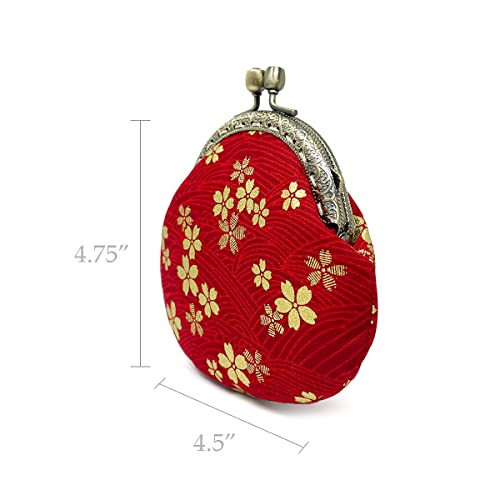 Wrapables Stylish Decorative Coin Purse, Clasp Wallet, Red Blossoms - color: Red Blossoms