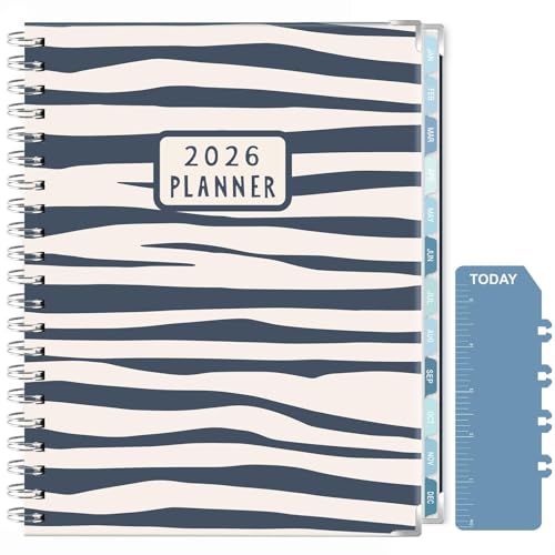 GuassLee Large 2026 Planner, Weekly and Monthly Planner from January 2026-December 2026, 8.5"x 11" Calendar Agenda Book with Back Pocket, Stickers for Home Office School Supply, Navy Blue - color: White Black