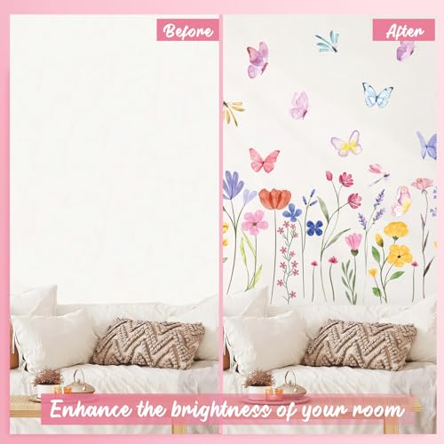 Flower Wall Decals, 8 Sheets 60 Pcs - color: Flower Butterfly