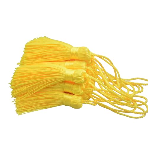 20Pcs 4.3 Inch Silky Mini Craft Tassels for Earrings, Souvenir(Yellow) - color: Yellow