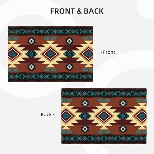 Southwetsern Placemats Rectangle Linen Table Placemet Set of 4 - color: Teal Brown, size: Set of 4