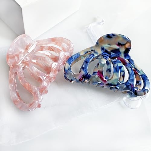 Fashion Acetate Hair Clips for Women Gilrs,2PCS Set,Marble Royalblue&Pink - color: Royalblue&Pink