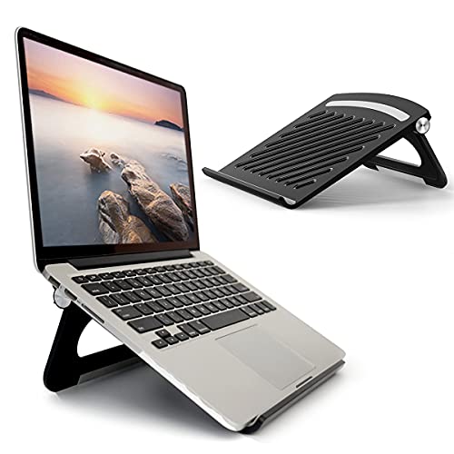 Laptop Stand for Desk Stable Foldable Adjustable Multi-Angle Desktop Holder - color: black