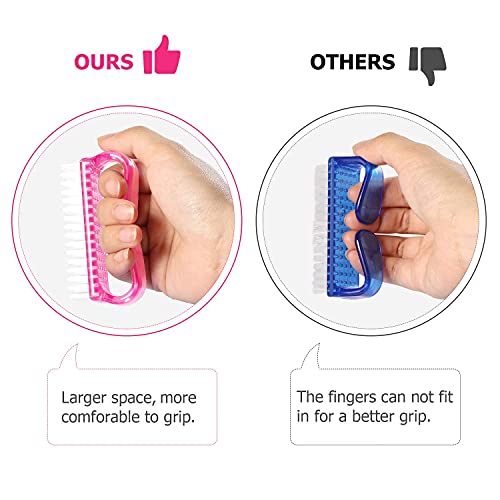 Larbois Handle Grip Nail Brush, Hand Fingernail Brush Cleaner Scrubbing Kit Pedicure for Toes and Nails Men Women (4 Pack) - color: Color-17