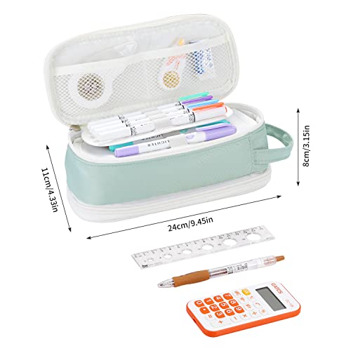 Dugio Large Pencil Case Organizer Big Pencil Bag for Girls Teens Green - color: B-Green