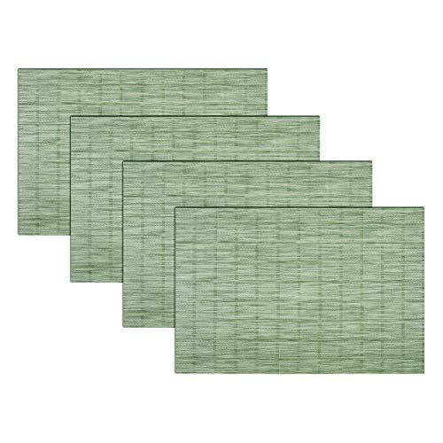 Woven Placemats Set of 4 Vinyl Heat-Resistant Table Mats Washable Kitchen Placemats for Dining Room (Grass Green) - color: Checkered: Green, size: 4 Placemats