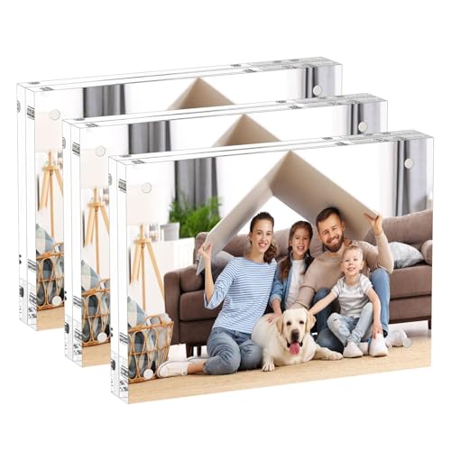 AITEE 5x7 Acrylic Picture Frames 3 Pack, Clear Picture Frames，20% Thicker - size: 5x7