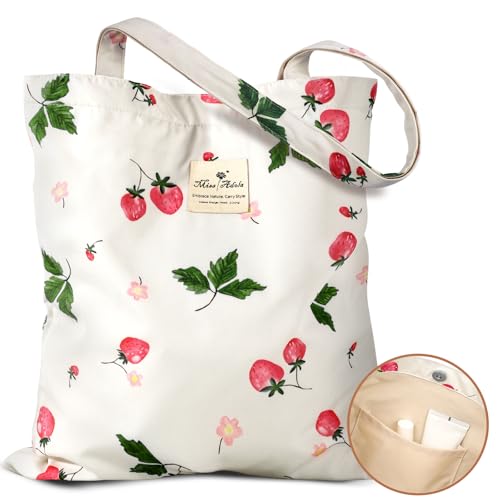 Miss Adola Aesthetic Buckle Tote Bag for Women - color: Strawberry Floral