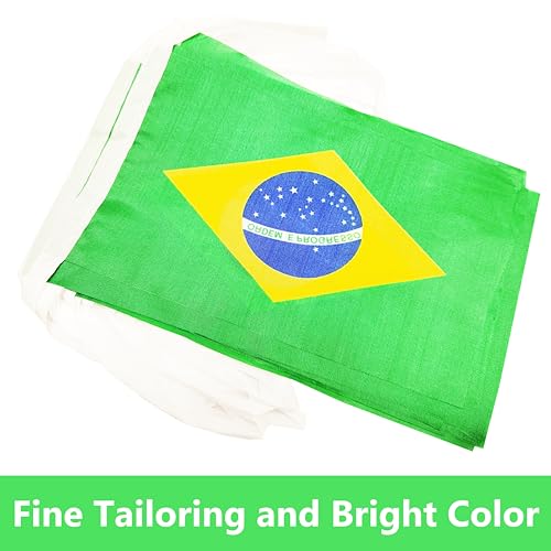 100 Feet Brazil String Flag, 76 Pcs Brazilian Banner Flag, Small Mini World Banner Flags for Sports Events, Bars Decorations, School Festivals, Party Decorations, Celebrations (Brazil) - color: Brazil