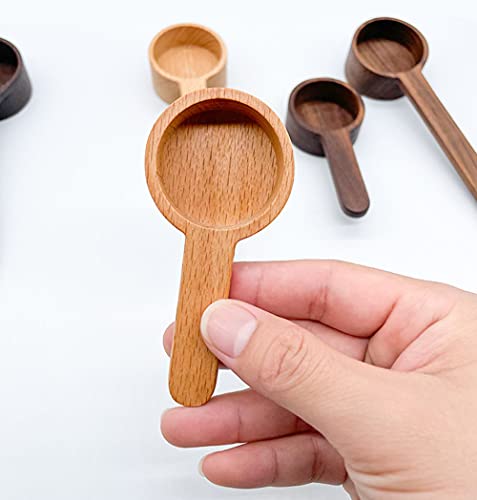 Coffee Spoons, CISHNOU Wooden Coffee Ground Spoon, Measuring for Ground Beans or tea, Soup Cooking Mixing Stirrer Kitchen Tools Utensils, 1 Wooden Tea Scoop(Wood Color) - color: B Beech Wooden Short