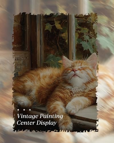 HUARCEY Gold Framed Canvas Wall Art, Book Cat Vintage Decor, 12x16 Inch - color: Book Cat, size: 16"L x 12"W
