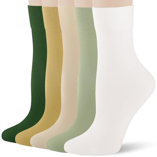 FGZ Women's Crew Socks 5 Pairs Soft Combed Cotton,Breathable Everyday Casual Socks for Women - color: 06-mix Color06, size: 9-11