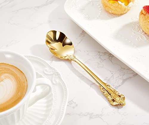 KEAWELL Premium Luxury 4-Piece 6-Inch Tea Spoon Set (Gold) - color: Gold