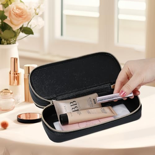 Pinkmik Double Layer Makeup Bag, Black, Double SLIM - color: B3/Black, size: 2-Layer SLIM
