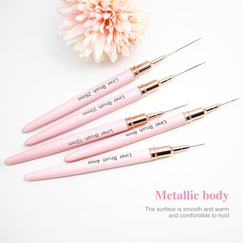 5Pcs Nail Art Brushes Kit - Pink - color: Pink