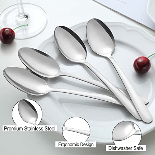 Pleafind 36-Pcs Dinner Spoons Set (7.4 inch), Spoons Silverware, Stainless Steel Spoon, Mirror Polished Tablespoon, Silverware Spoon for Home, Kitchen, Restaurant, Dishwasher Safe - size: 36 Pcs 7.4'' Silver Dinner Spoons