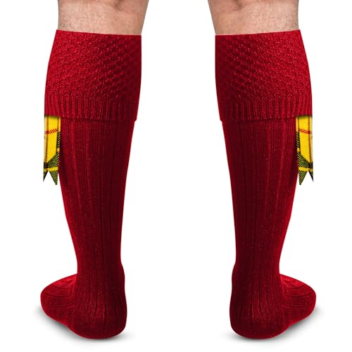 DSS KILTS-Kilt Hose, Tradional Scottish Kilt Scocks Wool Blend, Bubbled Design Kilt Socks for USA Shoe Sizes - color: Red, size: Medium