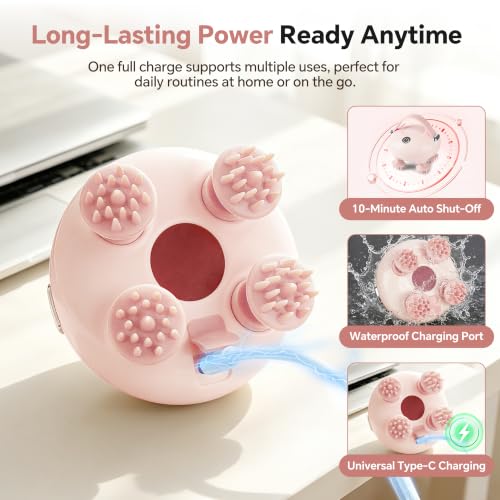 Electric Scalp Massager, Head Massager for Neck Body Stress Relax - color: Soft Pink