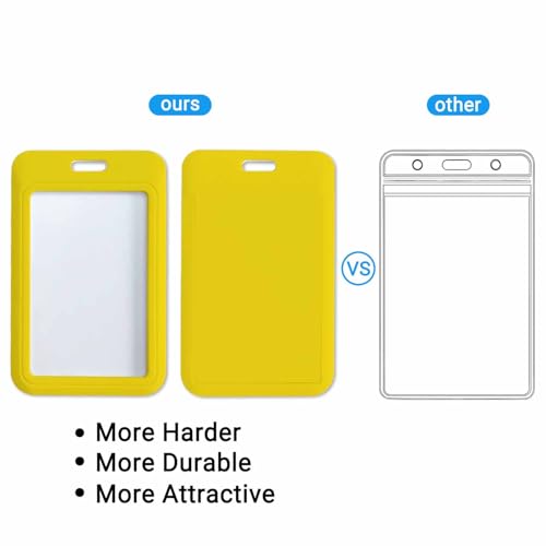 Badge Holder with Lanyard Yellow Badge Card Holder Plastic ID Badge Holder for Student Nurse Worker - color: Yellow